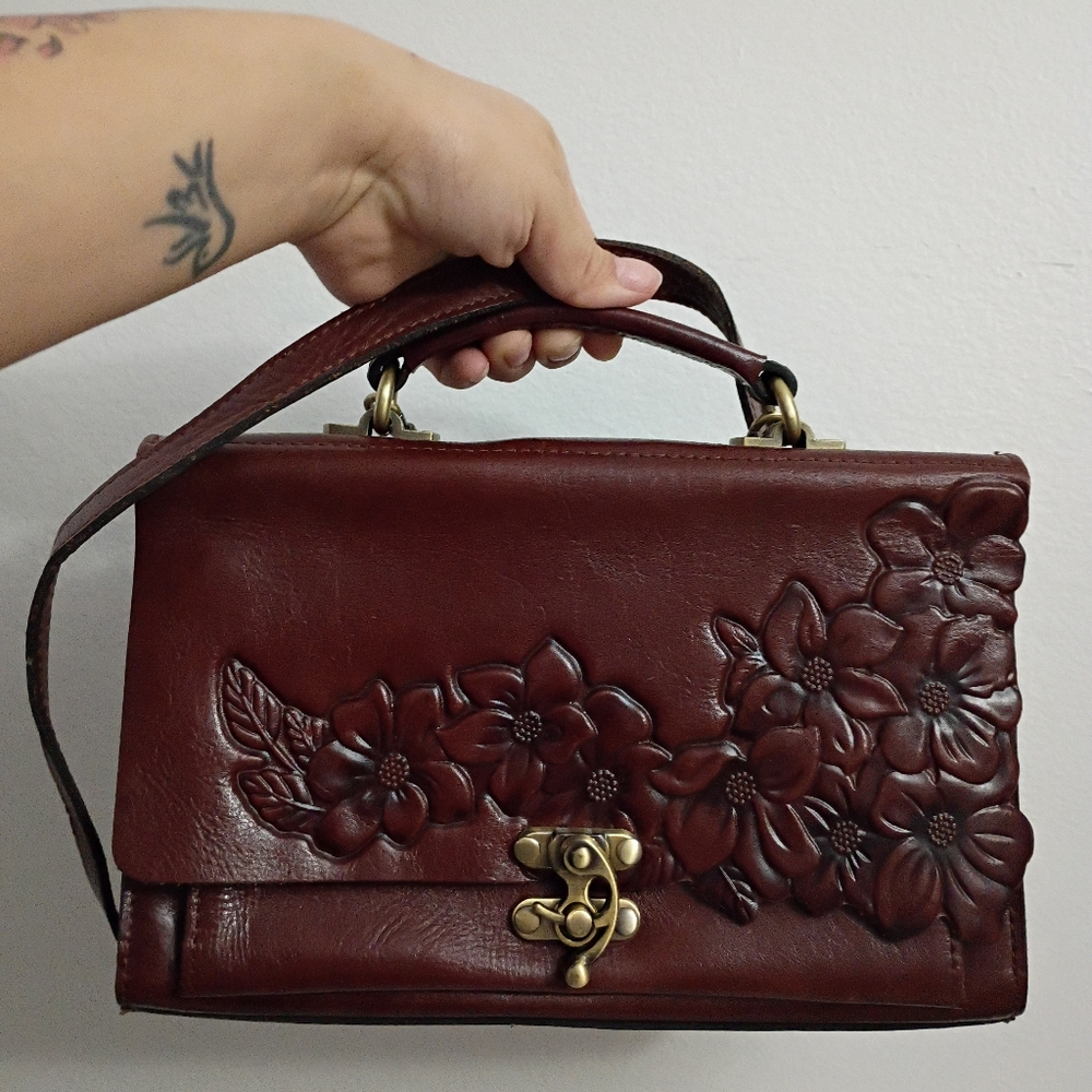 Patricia Nash Elegant Floral Embossed Leather Handbag